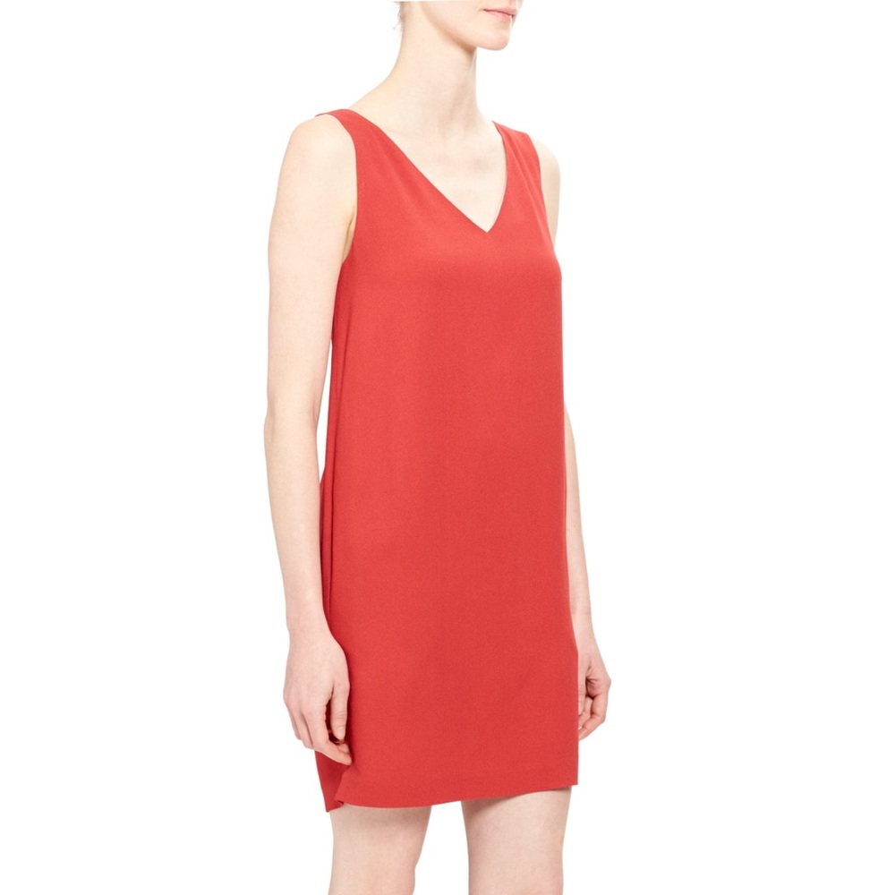 Theory cranberry red v neck shift dress size s/4